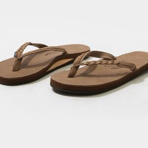Rainbow Flirty Dark Brown Flip Flops, Small, 5.5-6.5
